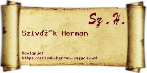 Szivák Herman névjegykártya